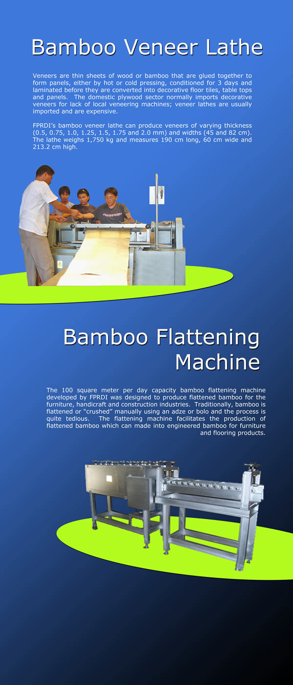 Bamboo Veneer Lathe and Bamboo Flattening Machine.